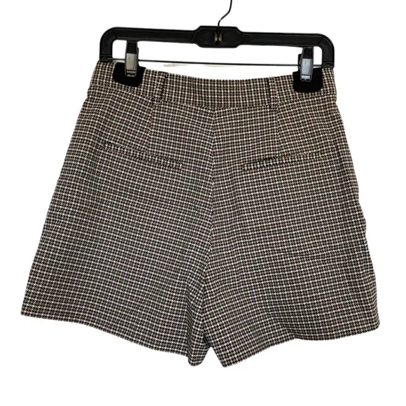 NWT The Kooples Straight Tailored-Cut Check Shorts Size 8 Beige Brown